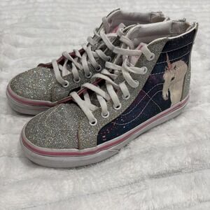 Vans Off The Wall Kids Unicorn Glitter High Top Skate Shoe Size 2